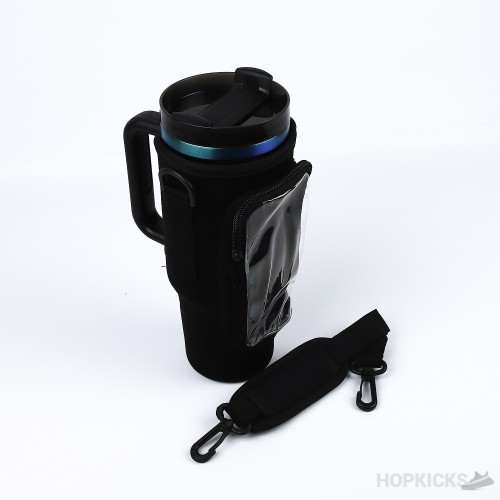 Black Color Water Bottle Carrier Bag With Phone Pocket For Stanley Bottle