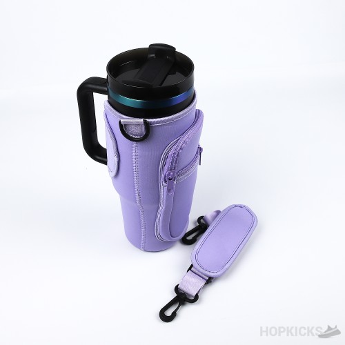 Purple Color Water Bottle Carrier Bag With Phone Pocket For Stanley Bottle