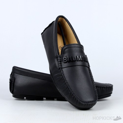 Balmain Logo-Plaque Calf Leather Loafers