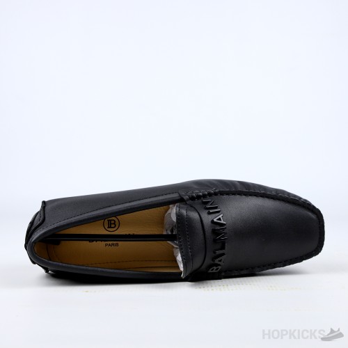 Balmain Logo-Plaque Calf Leather Loafers