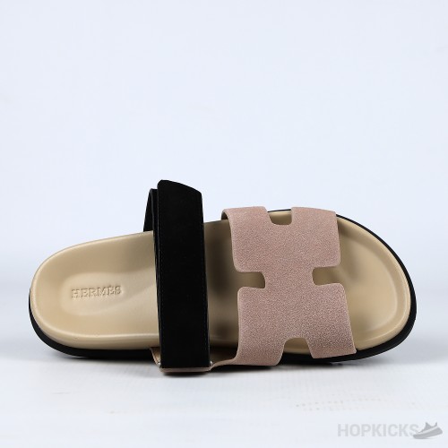 Hermes Chypre Sandals Rose Perle / Noir