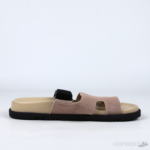 Hermes Chypre Sandals Rose Perle / Noir