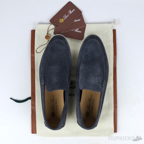 Loro Piana Summer Walk Loafers Suede Blue