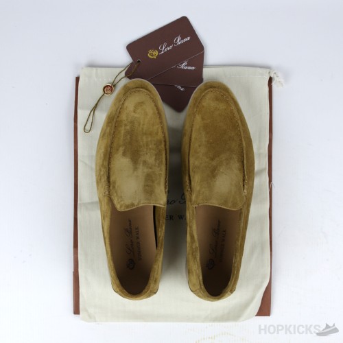 Loro Piana Summer Walk Loafers Suede Light Wood Smoke