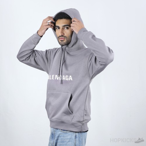 Bale*ciaga Front Side Printed Grey Hoodie