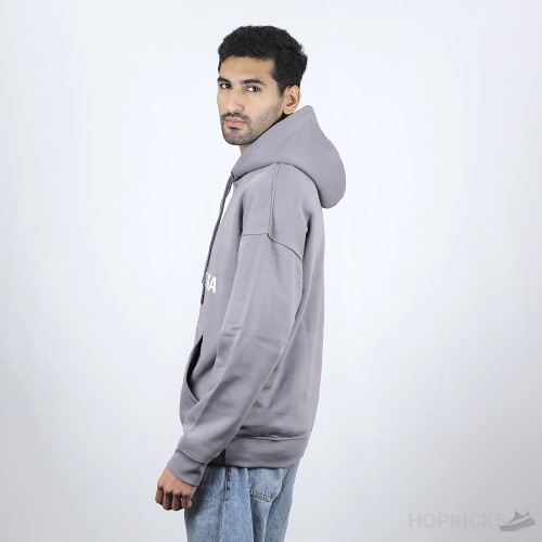 Bale*ciaga Front Side Printed Grey Hoodie