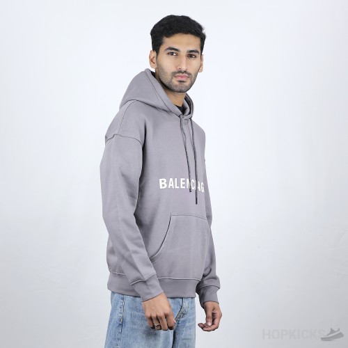 Bale*ciaga Front Side Printed Grey Hoodie