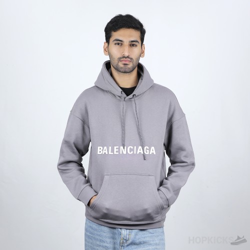 Bale*ciaga Front Side Printed Grey Hoodie