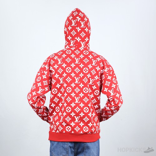 Louis Vuitton X Supreme Red Monogram Cotton Box Logo Hoodie