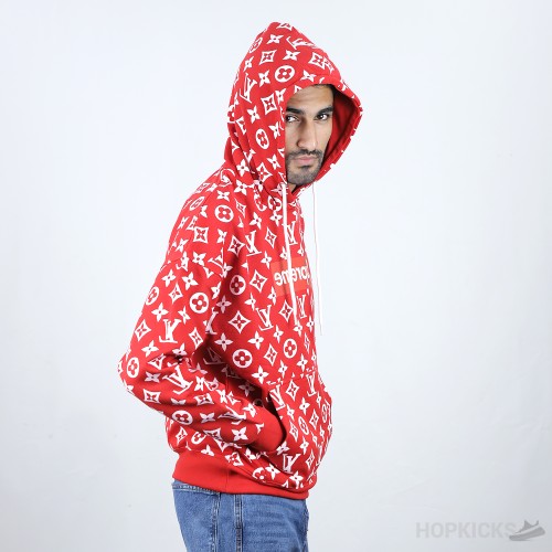 Louis Vuitton X Supreme Red Monogram Cotton Box Logo Hoodie