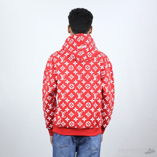 Louis Vuitton X Supreme Red Monogram Cotton Box Logo Hoodie