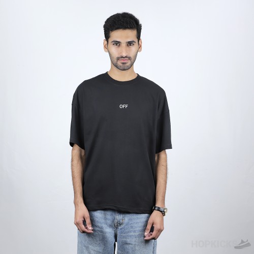 Off-White Crew Neck T-Shirt With Back Arrow Embroidery