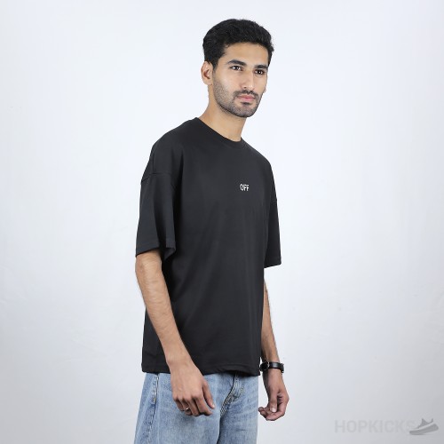 Off-White Crew Neck T-Shirt With Back Arrow Embroidery