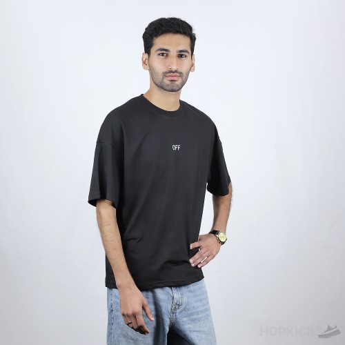 Off-White Crew Neck T-Shirt With Back Arrow Embroidery