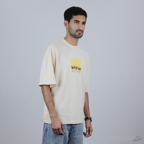 Bale*ciaga Skin T-Shirt Yellow Print