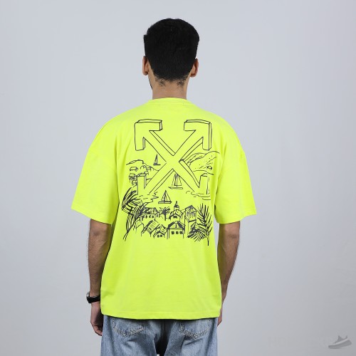 OFF White Arrows and Graffiti Neon T-Shirt