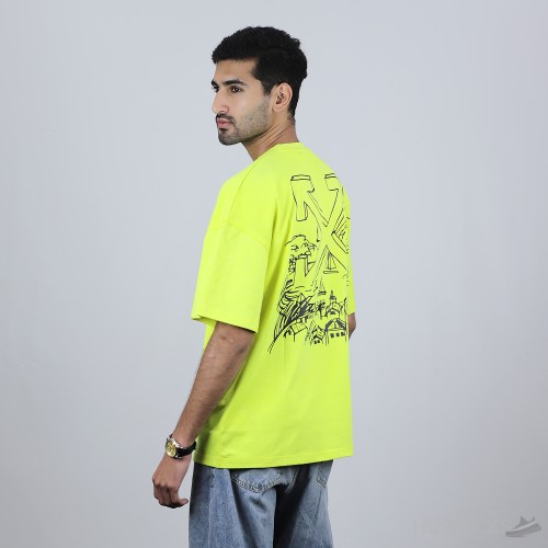 OFF White Arrows and Graffiti Neon T-Shirt