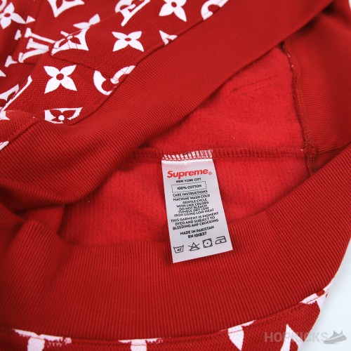 Louis Vuitton X Supreme Red Monogram Cotton Box Logo Hoodie