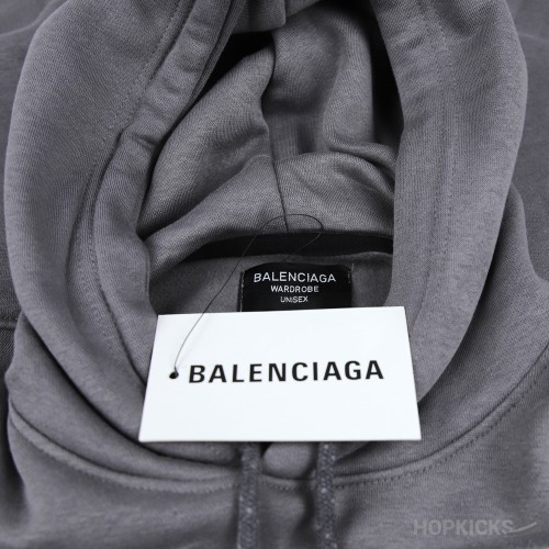 Bale*ciaga Front Side Printed Grey Hoodie