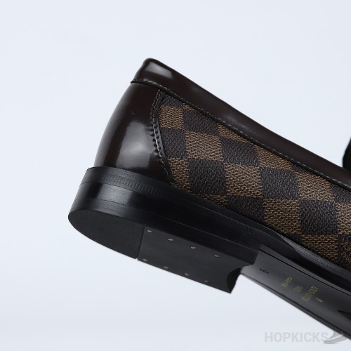 LV Moccasin Plain Leather Gold Black Loafers (Dot Perfect)