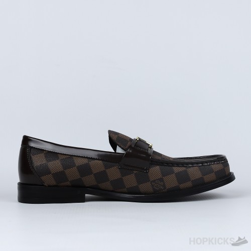 LV Moccasin Plain Leather Gold Black Loafers (Dot Perfect)