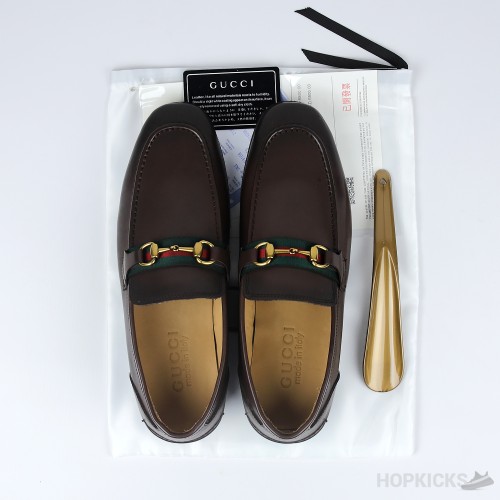 Gucci Elanor Leather Horsebit Loafer Brown (Dot Perfect)