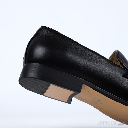 Gucci Black Leather Interlocking G Loafers (Dot Perfect)