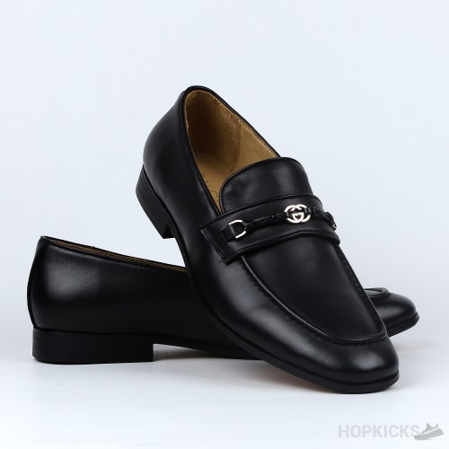 Gucci Black Leather Interlocking G Loafers (Dot Perfect)