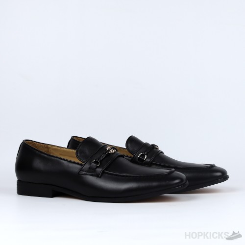 Gucci Black Leather Interlocking G Loafers (Dot Perfect)