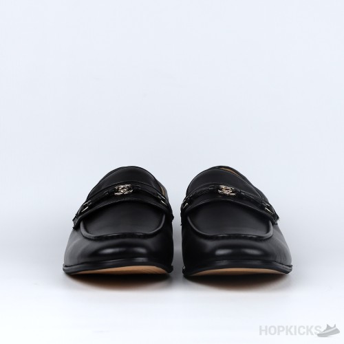 Gucci Black Leather Interlocking G Loafers (Dot Perfect)