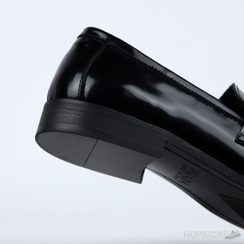 Prada Penny Leather Black Loafers (Dot Perfect)