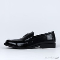 Prada Penny Leather Black Loafers (Dot Perfect)