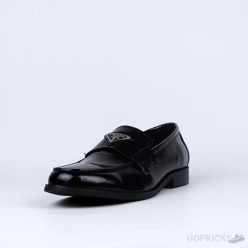 Prada Penny Leather Black Loafers (Dot Perfect)