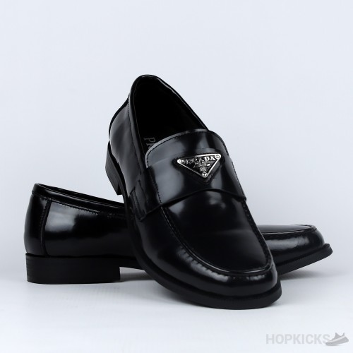 Prada Penny Leather Black Loafers (Dot Perfect)