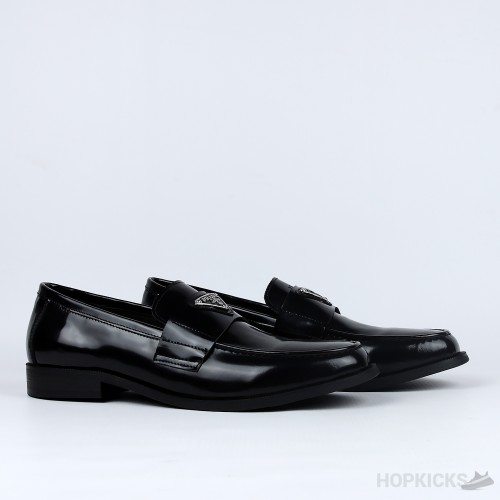 Prada Penny Leather Black Loafers (Dot Perfect)