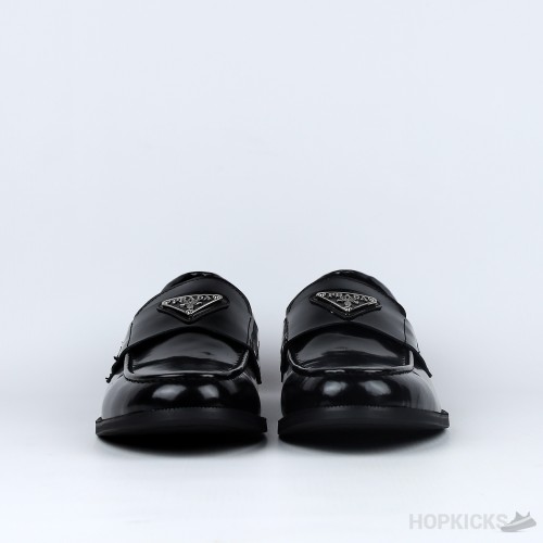 Prada Penny Leather Black Loafers (Dot Perfect)