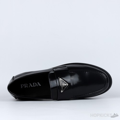 Prada Penny Leather Black Loafers (Dot Perfect)