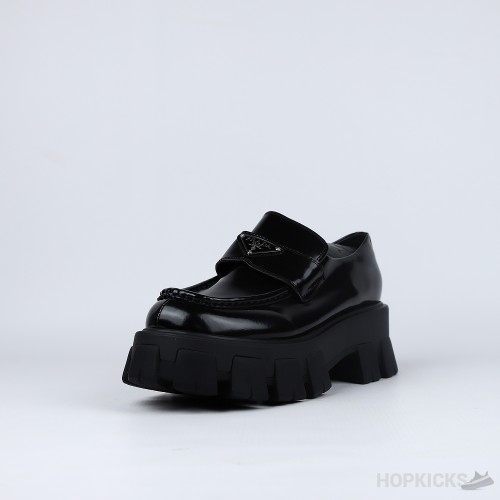 Prada Monolith Brushed Leather Black Loafers (Premium Plus Batch)