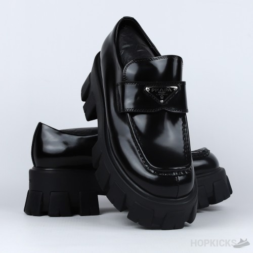 Prada Monolith Brushed Leather Black Loafers (Premium Plus Batch)