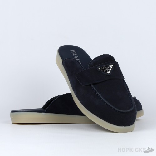 Prada Suede Sabots Navy (Premium Plus Batch)