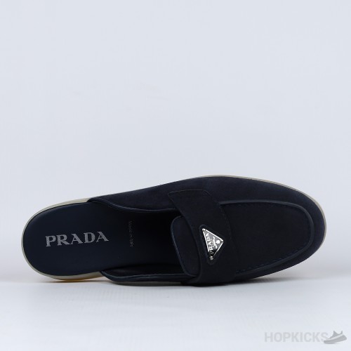 Prada Suede Sabots Navy (Premium Plus Batch)