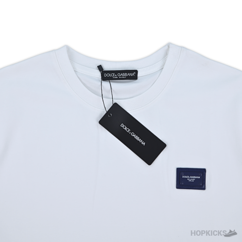 Dolce & Gabbana Emblem Stitched White T-Shirt (Imported Premium Finish)