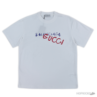 Balenciaga x Gucci Printed White T-Shirt (Imported Premium Finish)