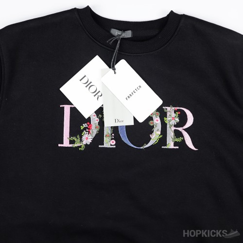 Dior Flower Logo Black Sweatshirt