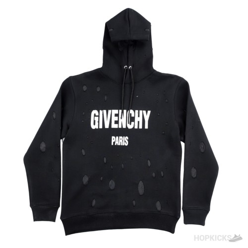 G*venchy Black Paris Logo Destroyed Hoodie