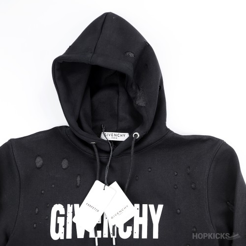 G*venchy Black Paris Logo Destroyed Hoodie