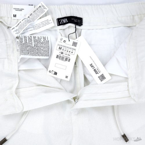 Zara Relaxed Fit Linen Pants (White)