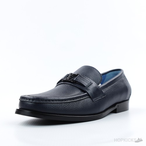 LV Grained Calf Leather Major Loafer Blue (1:1)