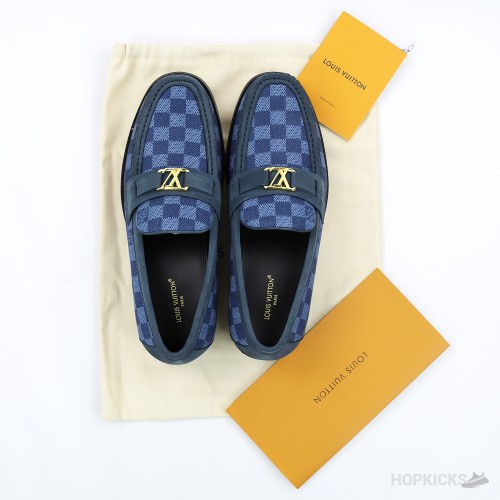 LV Suede Calf Leather Major Loafer Blue (1:1)