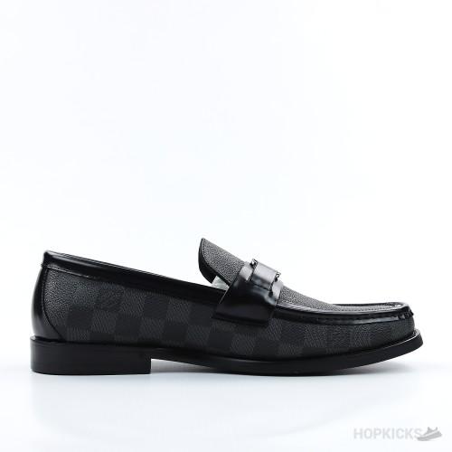 LV Damier Canvas Glazed Calf Leather Major Loafer Black (1:1)